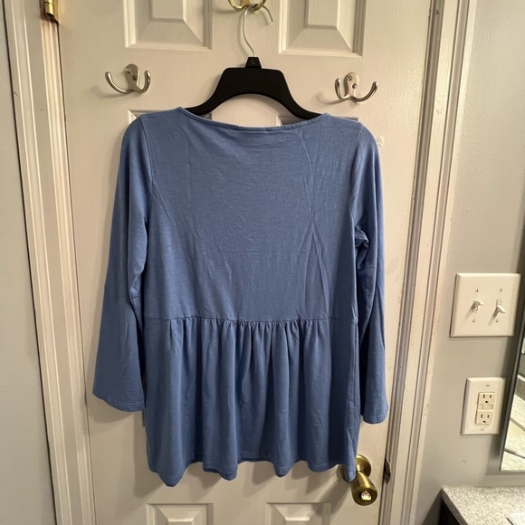 J.Jill Blue Pleated Peplum Cotton Blouse M/L - Picture 5 of 5